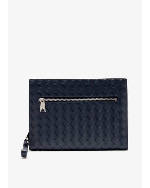 Bottega Veneta Blue Small Braided Document Holder With Strap for men