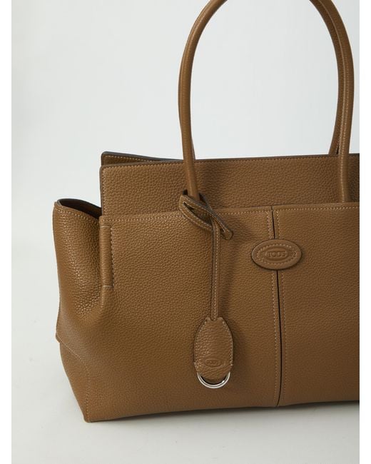 Tod's Brown Hammered Leather Medium Tote Bag