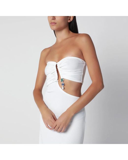 Christopher Esber White Strapless Dress With Crystal Pendant