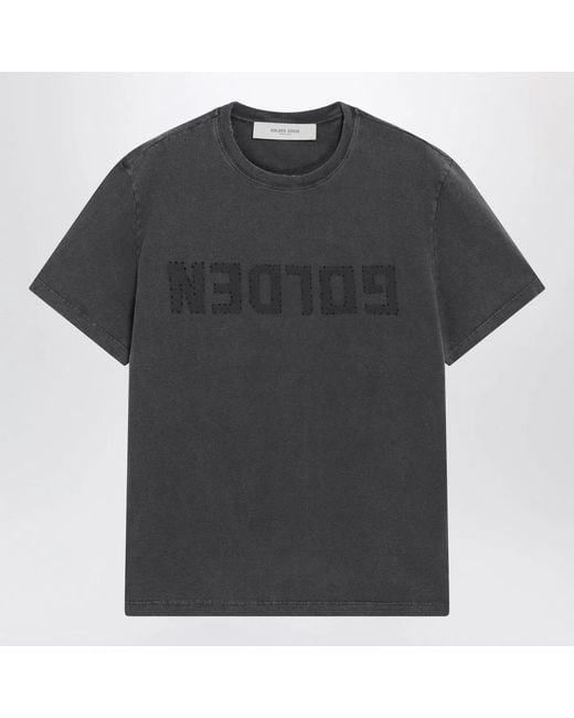 Golden Goose Deluxe Brand Black Anthracite Vintage-Effect T-Shirt for men