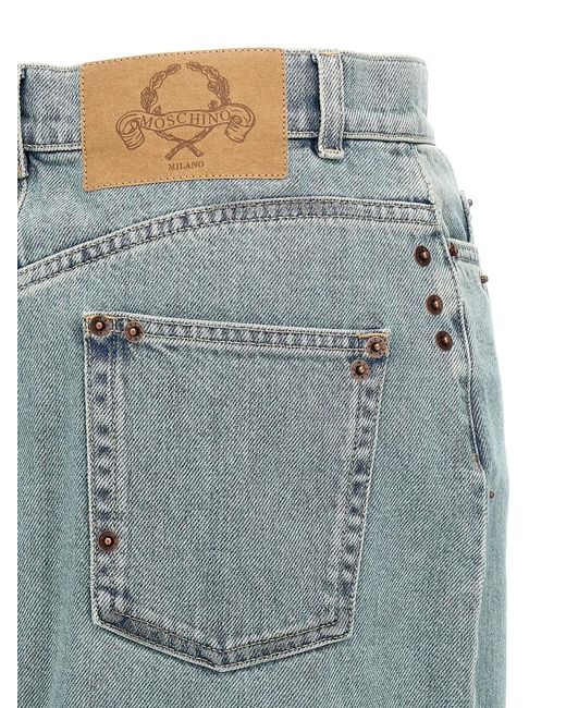 Moschino Blue Rivets Denim Skirt