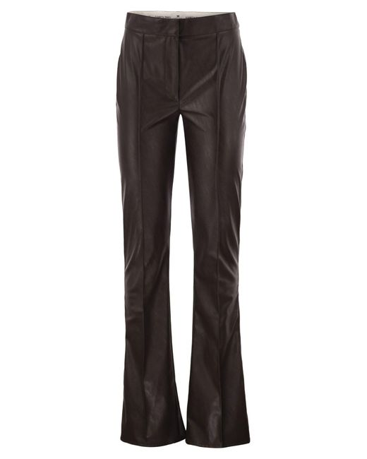 Elisabetta Franchi Gray Faux Leather-Effect Flared Trousers