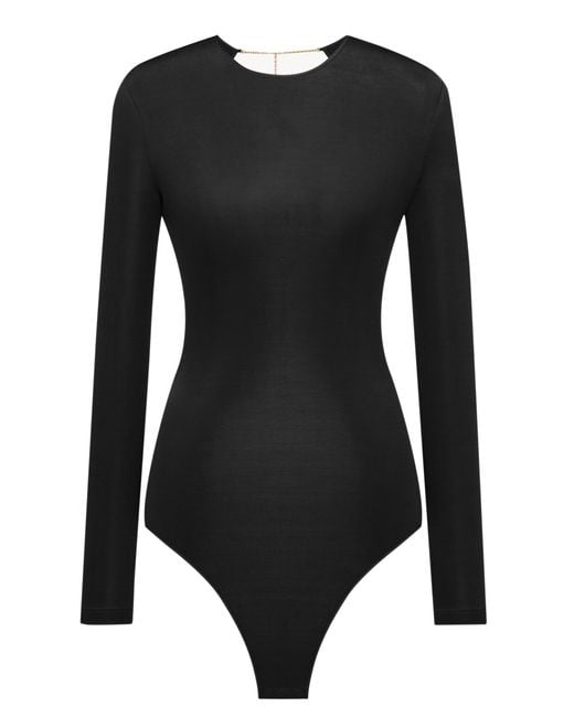 Saint Laurent Black Cassandre Backless Bodysuit
