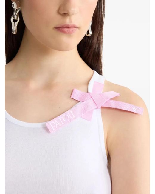 Patou White Bow-Detail Cotton Tank Top