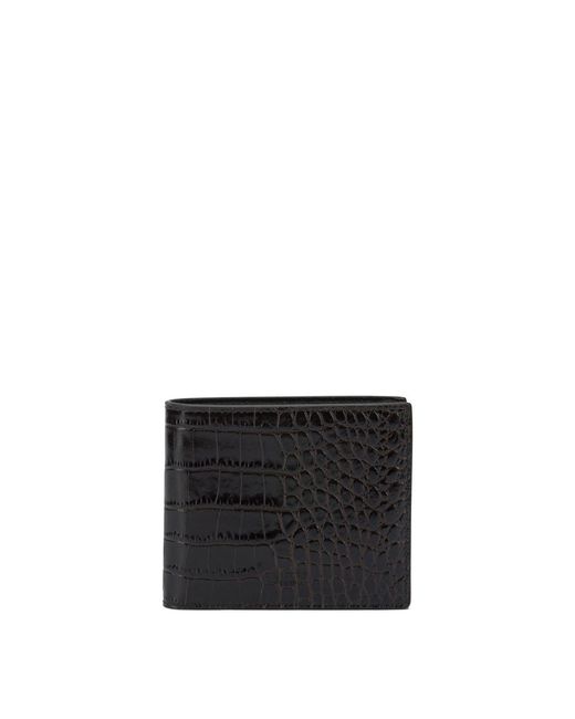 Tom Ford Black Crocodile Print Leather Wallet for men