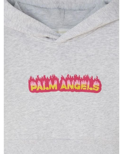 Palm Angels White Cropped Hoodie