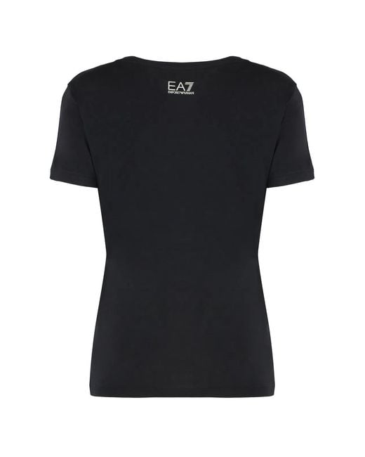 EA7 Black Viscose Crew-Neck T-Shirt