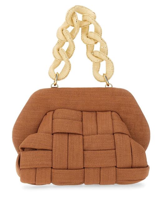 THEMOIRÈ Brown Tia Weaved Straw Clutch