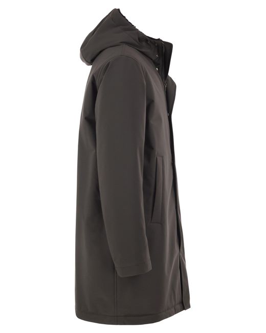 Herno Black Technical Hooded Coat for men