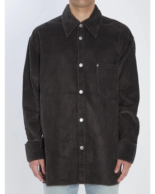 AMI Black Corduroy Velvet Overshirt for men