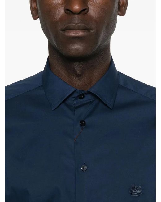 Etro Blue Shirt With Pegasus Motif for men