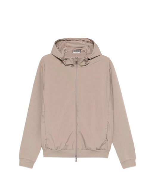 Herno Natural Polyester Hooded Zip Jacket for men