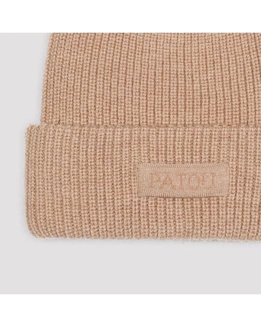 Patou Natural Knitted Ribbed Beanie Hat