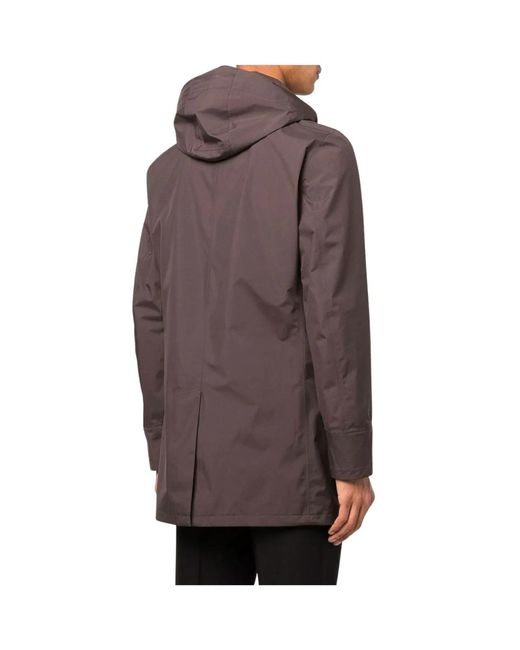 Herno Brown Carcoat Gore With Detachable Hood for men