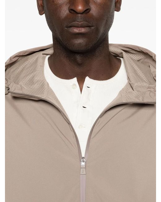 Herno Natural Polyester Hooded Zip Jacket for men