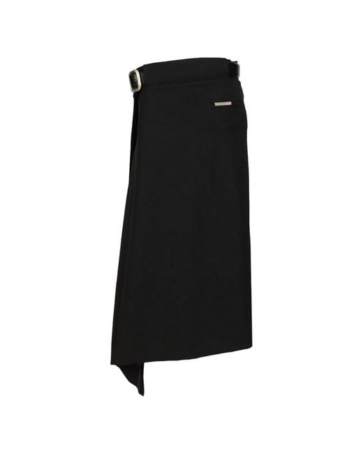 The Attico Black Wool Midi Skirt
