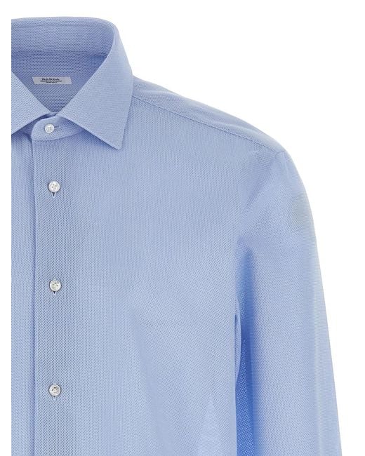 Barba Napoli Blue Honeycomb Shirt for men