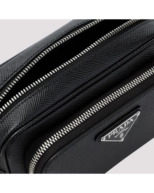 Prada Black Messenger Bag With Logo for men