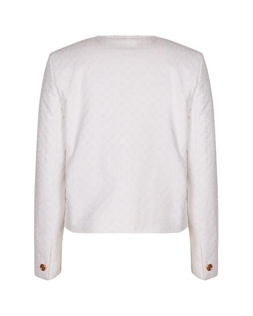 Céline White Chelsea Button-Front Cotton Jacket