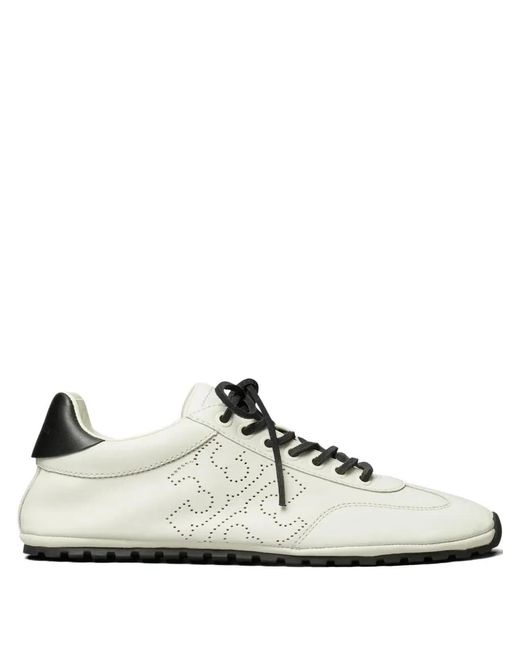 Tory Burch White Perforated Leather Sneakers