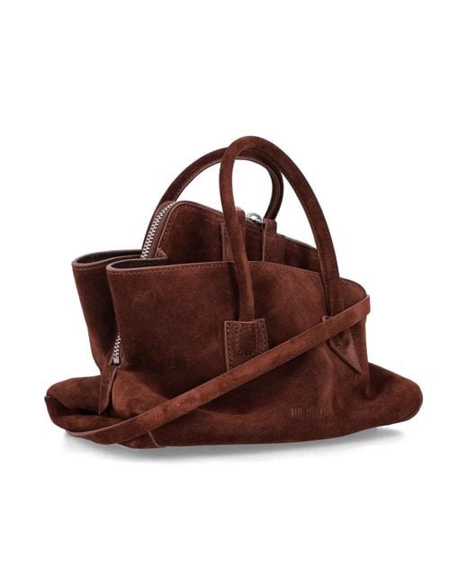 The Attico Brown "La Passeggiata Mini" Suede Top Handle