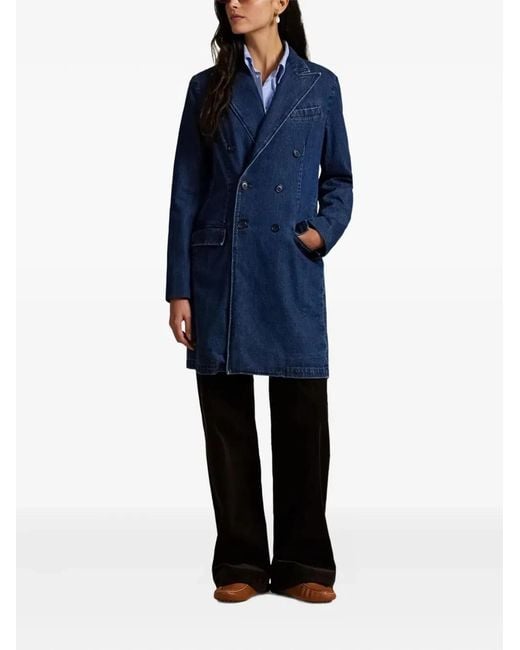 Polo Ralph Lauren Blue Denim Double Breasted Coat