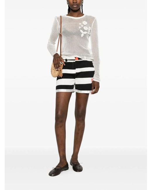 ALESSANDRO ENRIQUEZ Black Striped Cotton Shorts