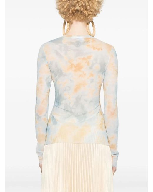 Erika Cavallini Semi Couture Blue Long Sleeve Printed T-Shirt