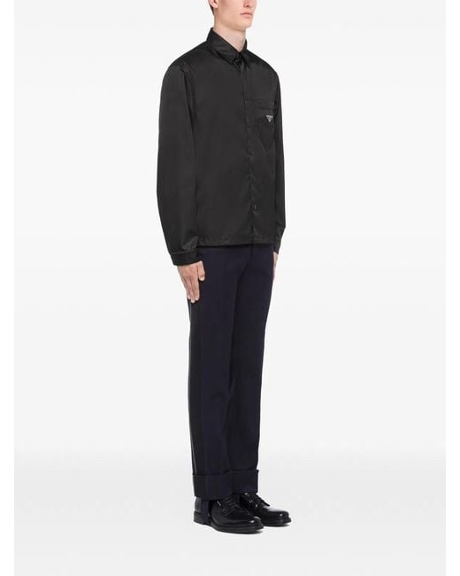 Prada Black Re-Nylon Point-Collar Shirt for men