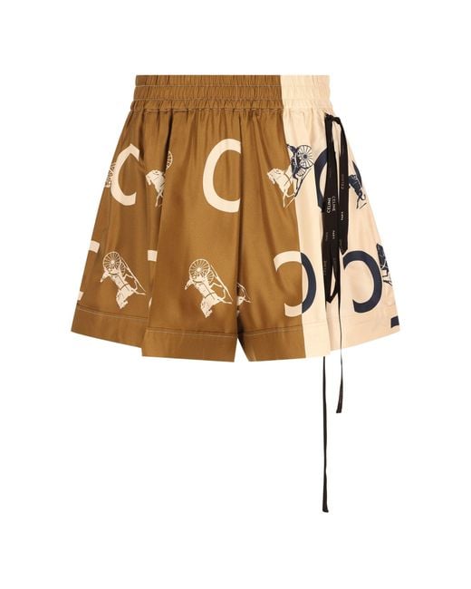 Céline Natural Logo-Print Panelled Shorts
