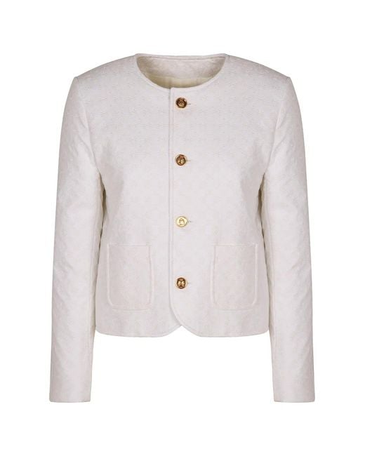 Céline White Chelsea Button-Front Cotton Jacket