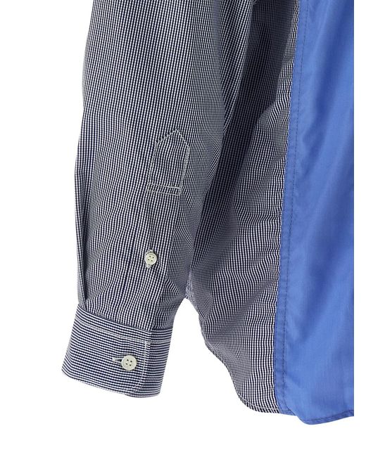 Comme Des Garçons Homme Blue Patchwork Shirt for men