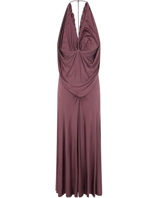 Self-Portrait Purple Jersey Drape Midi Dress