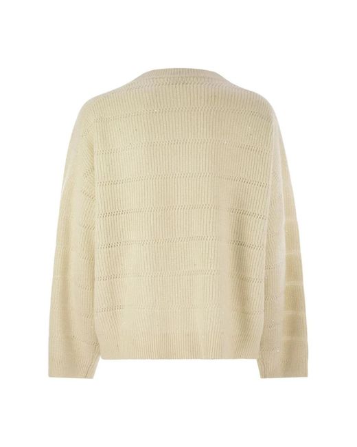 Brunello Cucinelli Natural Cashmere And Wool Crew-Neck Sweater