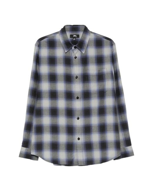Stussy Gray Stussy Check Print Button-Up for men