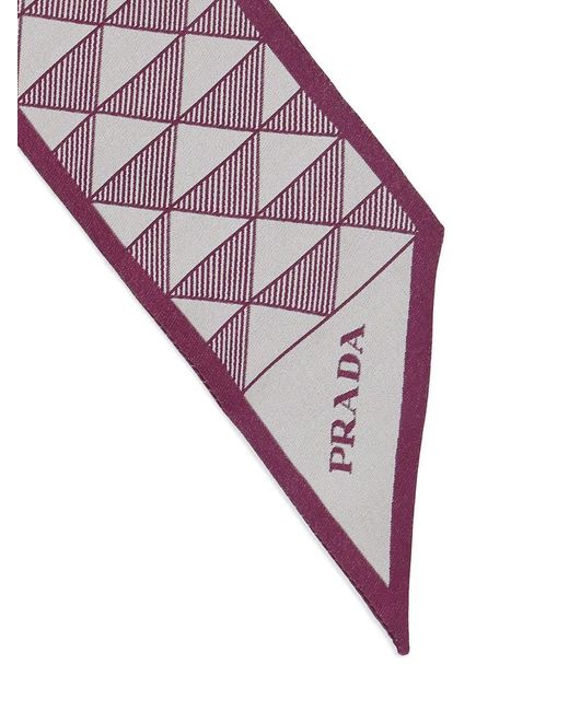 Prada Purple Scarf With Geometric Pattern