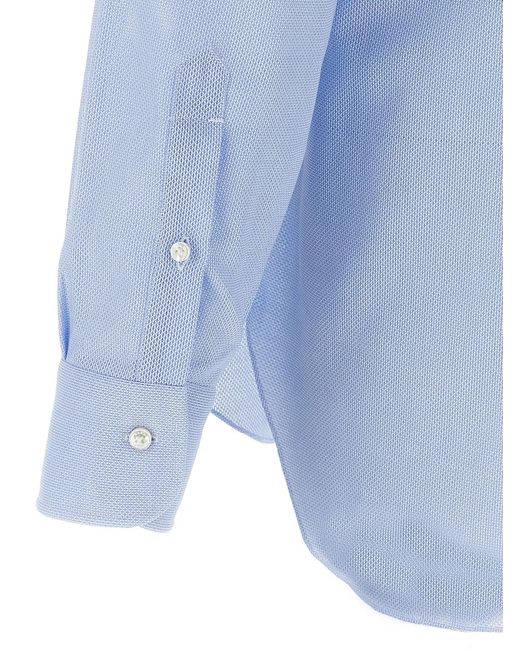 Barba Napoli Blue Honeycomb Shirt for men