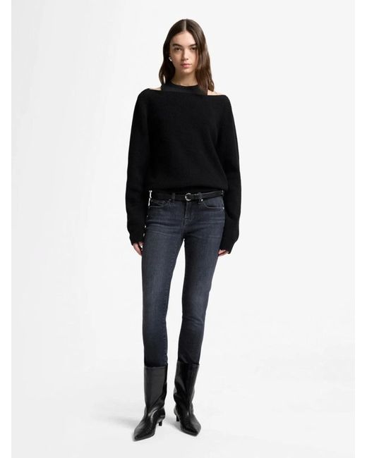 7 For All Mankind Blue Low-Rise Skinny Jeans
