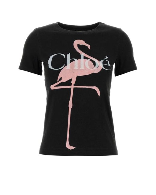 Chloé Black Flamingo Cotton Tshirt