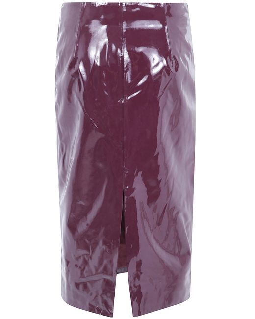 Self-Portrait Purple Faux Leather Skirt