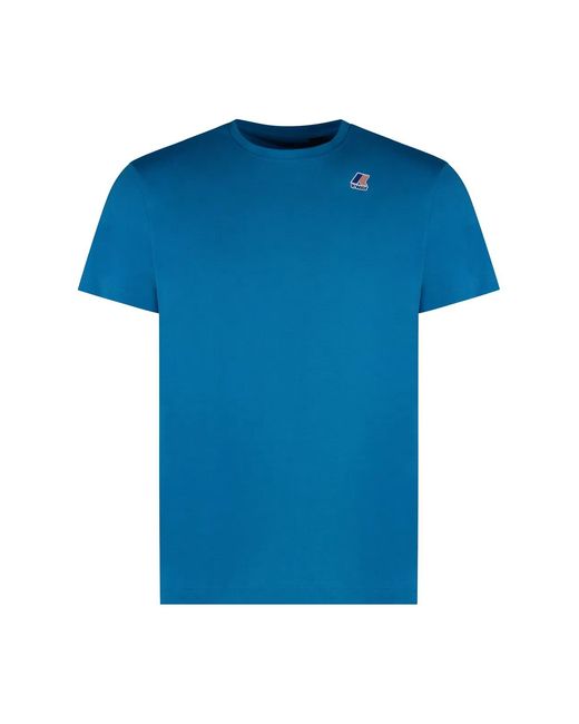 K-Way Blue Edouard Cotton Crew-Neck T-Shirt for men
