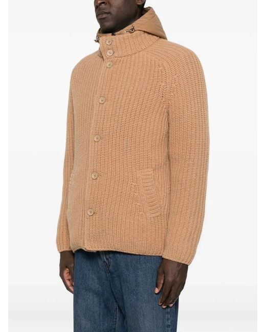 Herno Natural Knitted Bomber Jacket With Bib for men