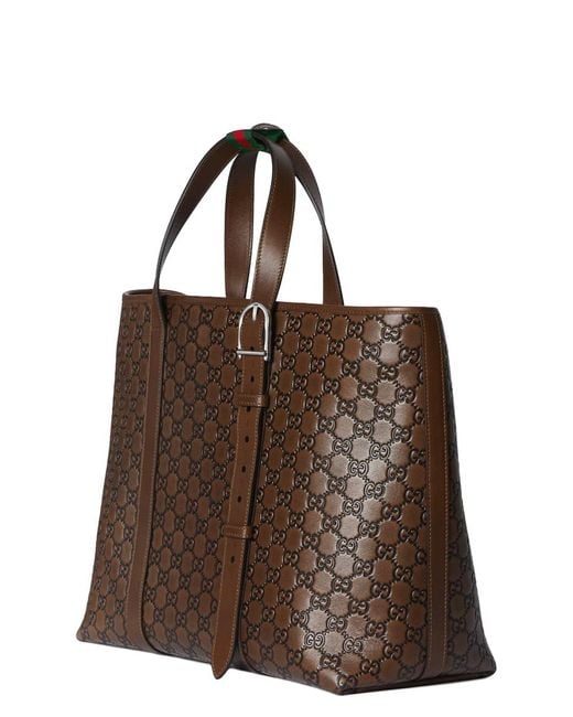 Gucci Brown "Gg Emblem" Tote Bag for men