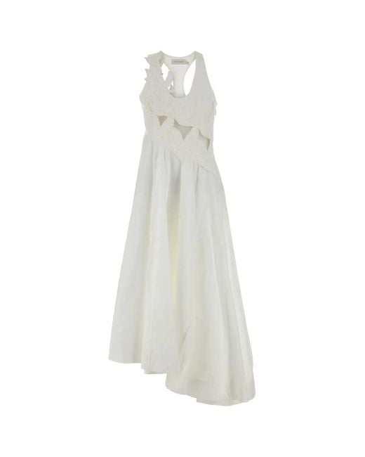 Zimmermann White Luna Applique Midi Dress