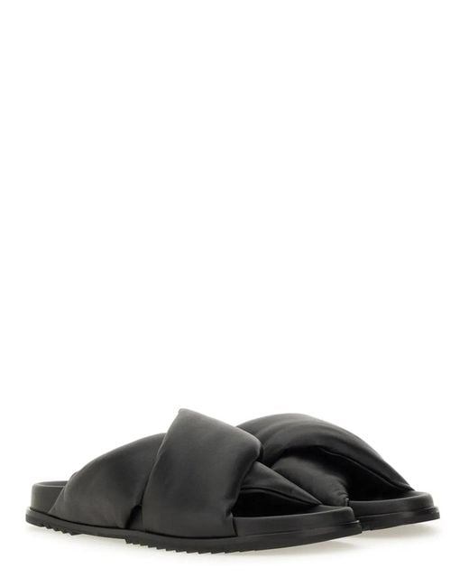 Rick Owens Black Leather Slide Sandal for men