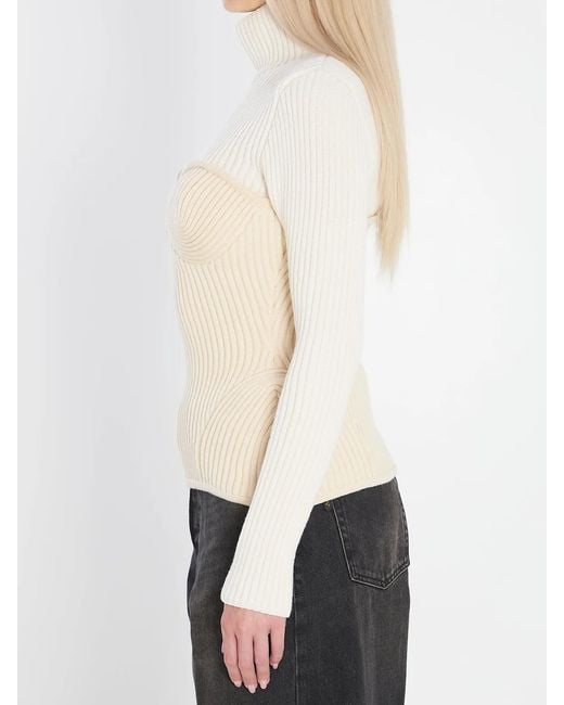 Jean Paul Gaultier White Ribbed Knit Pullover