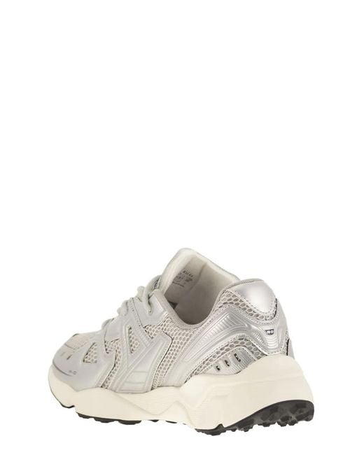 RUN OF White Leather And Fabric Trainers for men