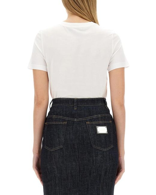 Dolce & Gabbana White Dolce & Gabbana T-Shirt With Logo Patch