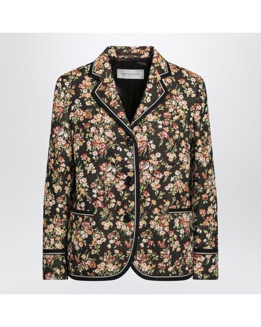 Dries Van Noten Brown Floral Gobelin Blazer