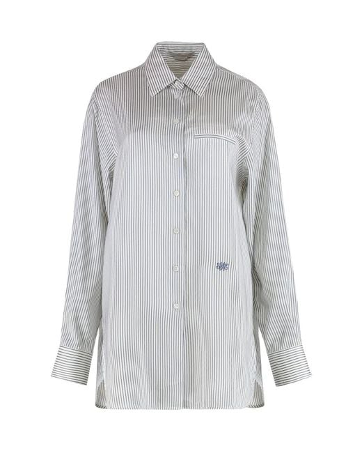 Stella McCartney Gray Striped Silk Shirt